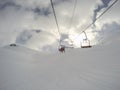 Cervinia, Italy. Panoramic view of the slopes. Italian Alps in the winter at Breuil Cervinia ski resort Royalty Free Stock Photo