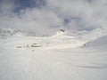 Cervinia, Italy. Panoramic view of the slopes. Italian Alps in the winter at Breuil Cervinia ski resort Royalty Free Stock Photo