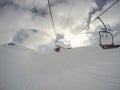 Cervinia, Italy. Panoramic view of the slopes. Italian Alps in the winter at Breuil Cervinia ski resort Royalty Free Stock Photo