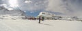 Cervinia, Italy. Panoramic view of the slopes. Italian Alps in the winter at Breuil Cervinia ski resort Royalty Free Stock Photo