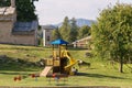 Cescatto, Italy - August 22, 2017: Playground in the mountain village of Italy.