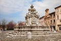 Cesena, Emilia-Romagna, Italy: the ancient square Piazza del Popolo with the fountain Fontana del Masini 1591 in the old town of