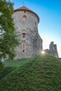 Cesis castle tower at sunrise Royalty Free Stock Photo