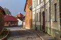 Street with residential houses in the old town of Cesis, Latvia Royalty Free Stock Photo