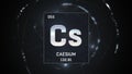 Cesium as Element 55 of the Periodic Table 3D illustration on silver background