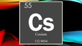 Cesium chemical element symbol on dark colored abstract background Royalty Free Stock Photo