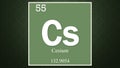 Cesium chemical element symbol on dark green abstract background Royalty Free Stock Photo