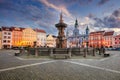 Ceske Budejovice, Czech Republic at sunset.