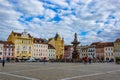 CESKE BUDEJOVICE, CZECHIA - SEPTEMBER 2, 2022: Main square of largest city in South Bohemia region Royalty Free Stock Photo