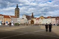 CESKE BUDEJOVICE, CZECHIA - SEPTEMBER 2, 2022: Main square of largest city in South Bohemia region Royalty Free Stock Photo