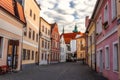 CESKE BUDEJOVICE, CZECHIA - SEPTEMBER 2, 2022: Old streets of famous Czech town Royalty Free Stock Photo