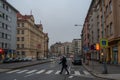 Ceskoslovenske ArmÃÂ¡dy is an avenue with traffic cars in Dejvice, Prague 6