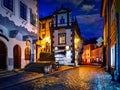 Cesky Krumlov. Czech Republic. Evening antique lane Royalty Free Stock Photo