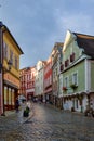 Cesky Krumlov historic center street view.