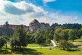 Cesky Krumlov view from city park Royalty Free Stock Photo