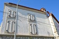 Cesme Alacati located in old antique house white wooden windows and shutters, Turkey Izmir Royalty Free Stock Photo