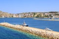 Cesme castle with marina area with piers in Cesme, ÃÂ°zmir