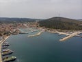 Aerial view of Cesme Marina taken by drone Royalty Free Stock Photo