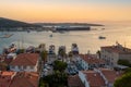 Cesme, Izmir, Turkey - August 25 2021: Aerial Panoramic view of Cesme city with Marina Royalty Free Stock Photo