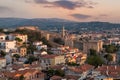 Cesme, Izmir, Turkey - August 25 2021: Panoramic aerial view of Cesme City Royalty Free Stock Photo