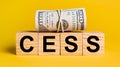 Cess with money on a yellow background. The concept of business, finance, credit, income, savings, investments, exchange, tax Royalty Free Stock Photo