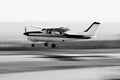 Cessna 210 - Touch 'n Go - BW Royalty Free Stock Photo