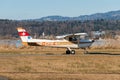 Cessna 152 airplane in Wangen-Lachen in Switzerland Royalty Free Stock Photo