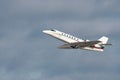 Cessna 680 Citation Sovereign business jet taking off in Zurich in Switzerland