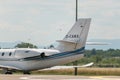 Cessna 680 Citation Sovereign Plus is parking in Lahr in Germany Royalty Free Stock Photo