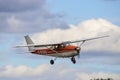 Cessna 172 plane taking part in flour bombing competition Royalty Free Stock Photo