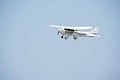 Cessna 172R single engine aircraft is airborne as it departs Zamperini Field