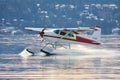 Cessna seaplane taxies into Patricia Bay, Saanich Inlet