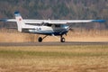 Cessna 152 small airplane in Wangen-Lachen in Switzerland Royalty Free Stock Photo