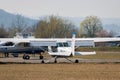 Cessna 152 small airplane in Wangen-Lachen in Switzerland Royalty Free Stock Photo