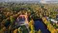 Cesvaine Medieval Castle in Latvia  From Above Top View. A Manor House of the Late 19th Century, a Building of Stones With a Brown Royalty Free Stock Photo