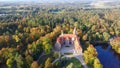 Cesvaine Medieval Castle in Latvia  From Above Top View. A Manor House of the Late 19th Century, a Building of Stones With a Brown Royalty Free Stock Photo