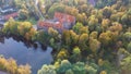 Cesvaine Medieval Castle in Latvia From Above Top View. A Manor House of the Late 19th Century, a Building of Stones With a Brown Royalty Free Stock Photo