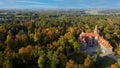 Cesvaine Medieval Castle in Latvia  From Above Top View. A Manor House of the Late 19th Century, a Building of Stones With a Brown Royalty Free Stock Photo