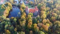 Cesvaine Medieval Castle in Latvia  From Above Top View. A Manor House of the Late 19th Century, a Building of Stones With a Brown Royalty Free Stock Photo