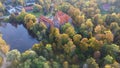 Cesvaine Medieval Castle in Latvia From Above Top View. A Manor House of the Late 19th Century, a Building of Stones With a Brown Royalty Free Stock Photo