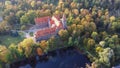 Cesvaine Medieval Castle in Latvia  From Above Top View. A Manor House of the Late 19th Century, a Building of Stones With a Brown Royalty Free Stock Photo