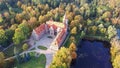 Cesvaine Medieval Castle in Latvia From Above Top View. A Manor House of the Late 19th Century, a Building of Stones With a Brown Royalty Free Stock Photo