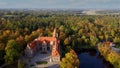 Cesvaine Medieval Castle in Latvia From Above Top View. A Manor House of the Late 19th Century, a Building of Stones With a Brown Royalty Free Stock Photo