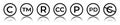 Cet of circular copyright and trademark icons. Right reserved signs. Royalty Free Stock Photo
