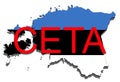 CETA - comprehensive economic and trade agreement on white background, Estonia map Royalty Free Stock Photo