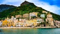 Cetara, amalfi coast. Italy. panorama of the village. view from the sea