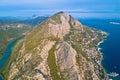 Cetina river canyon Adriatic sea and Biokovo mountain aerial view