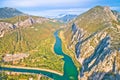 Cetina river canyon near Omis aerial view