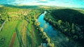 Cetina river near town Sinj in Croatia, aerial