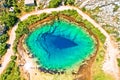 Cetina river source or the eye of the Earth aerial view Royalty Free Stock Photo